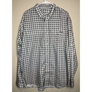 HUK Mens White Gray Plaid XL Fish Performance L/S Button Up Shirt Saltwater